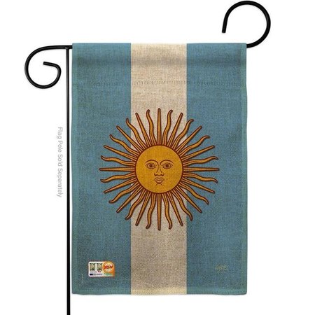 GARDENCONTROL 13 x 18.5 in. Argentina Burlap Flags of the World Nationality Impressions Decorative Vertical Double Sided Garden Flag GA1486755